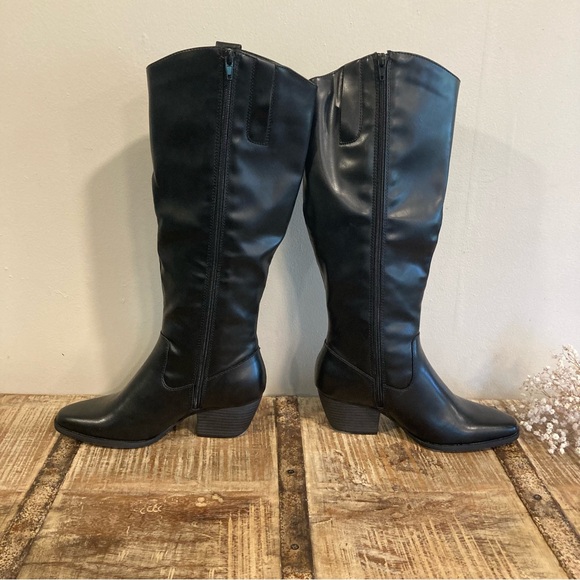 Frye and Co Black Faux Leather Boots Sheldon Size 7 - Picture 4 of 12